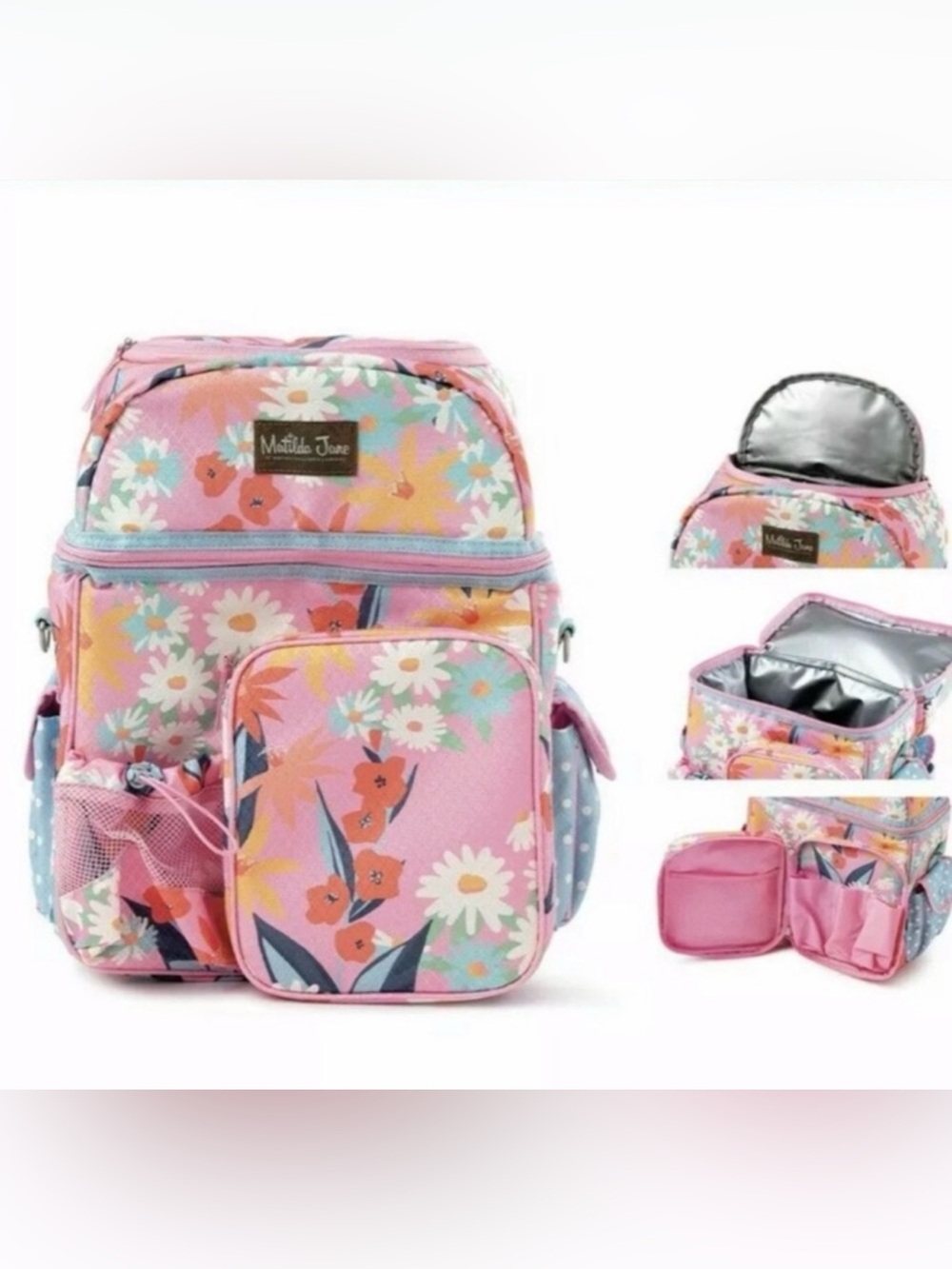 Matilda Jane Pink Floral Cooler Backpack tote shoulder strap